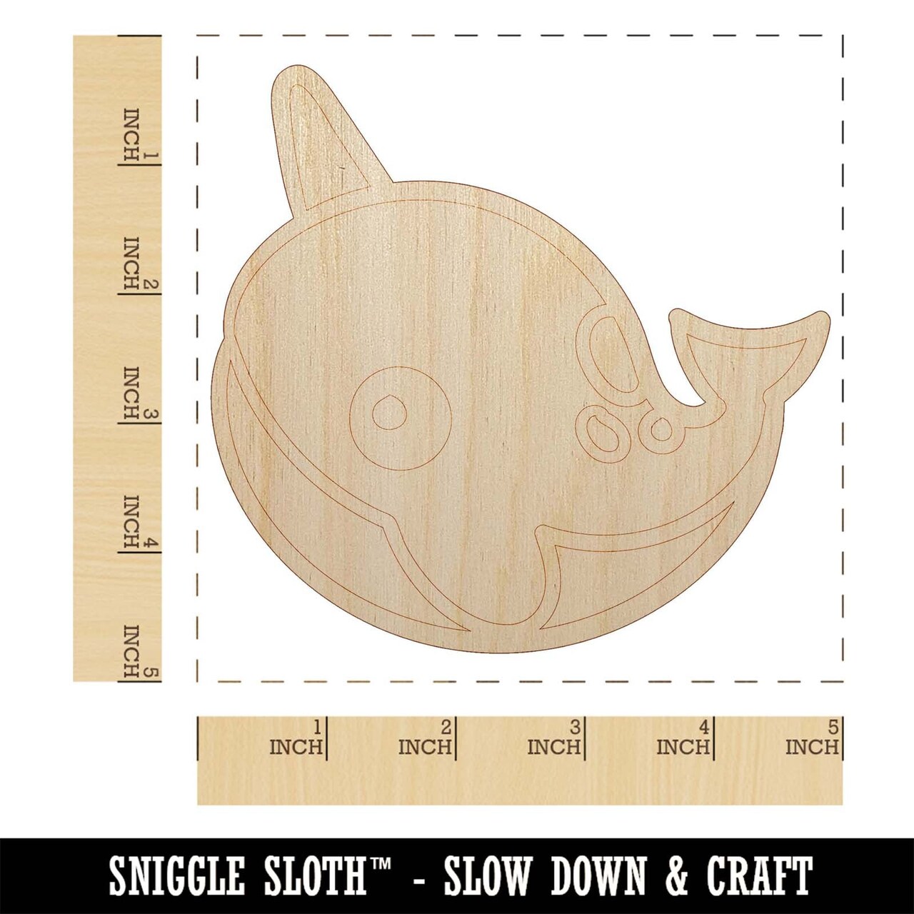 Kawaii Narwhal Unfinished Wood Shape Piece Cutout for DIY Craft Projects
